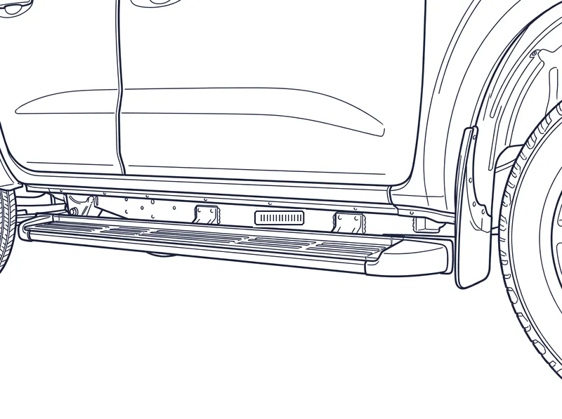 The VIN stamped into the outer face of the chassis rail under the driver's front door, just above the side step